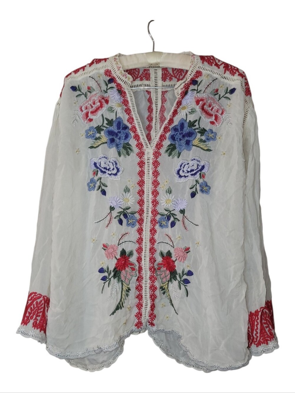 Johnny Was Exquisite Boho Embroideed Maude Blouse S